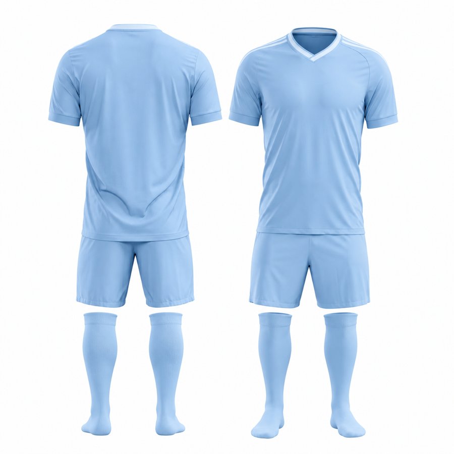Football kit club set - sky blue jersey, shorts and socks